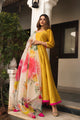 Sunflower Cotton Silk Yellow Anarkali With Organza Dupatta | Ready To wear       Code - PJS1122-6