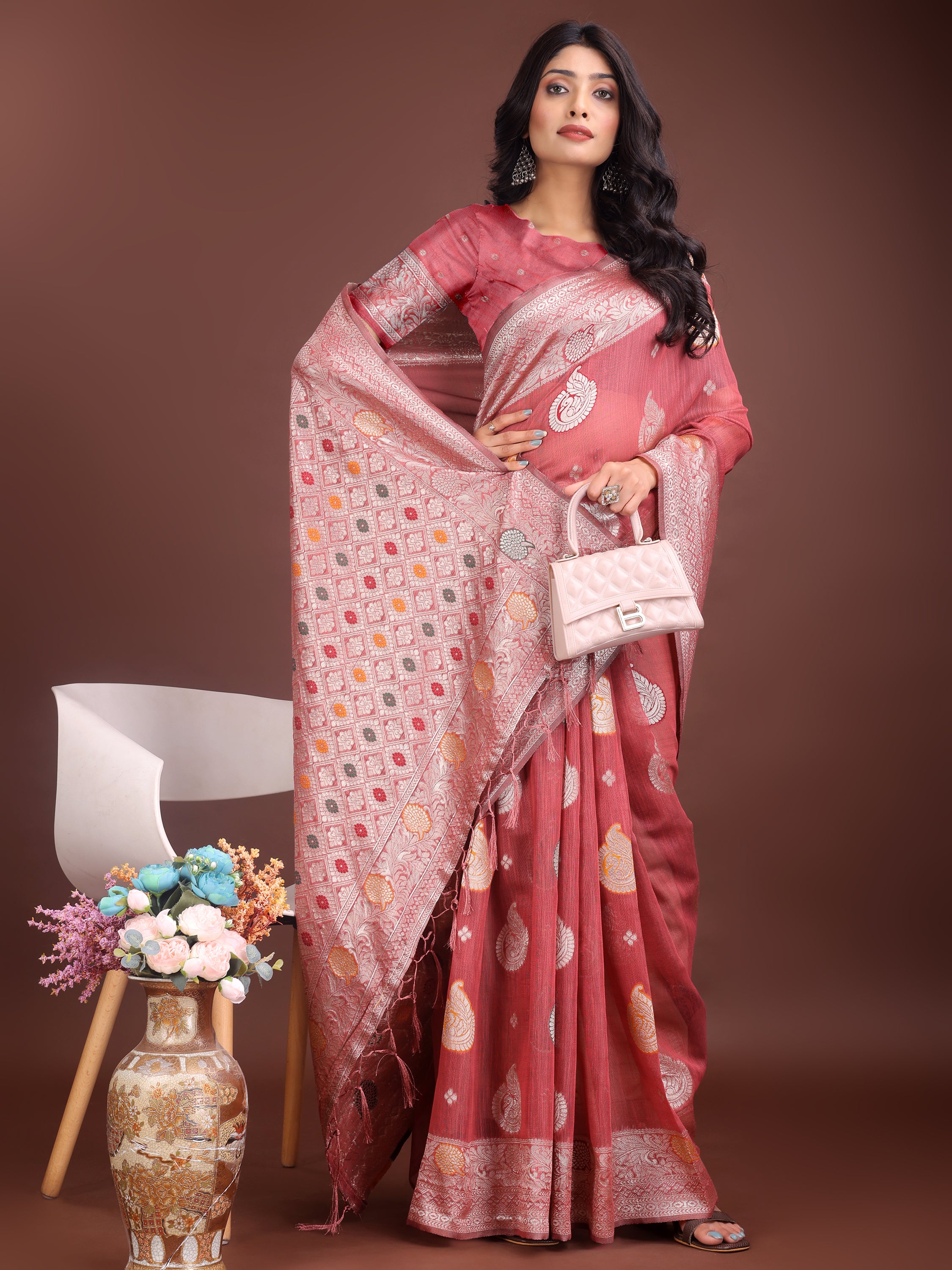 Boond Baawri Linen Cotton Drapes Sarees Collection | Ready To Wear     SKU - ASBUL1001 to 06