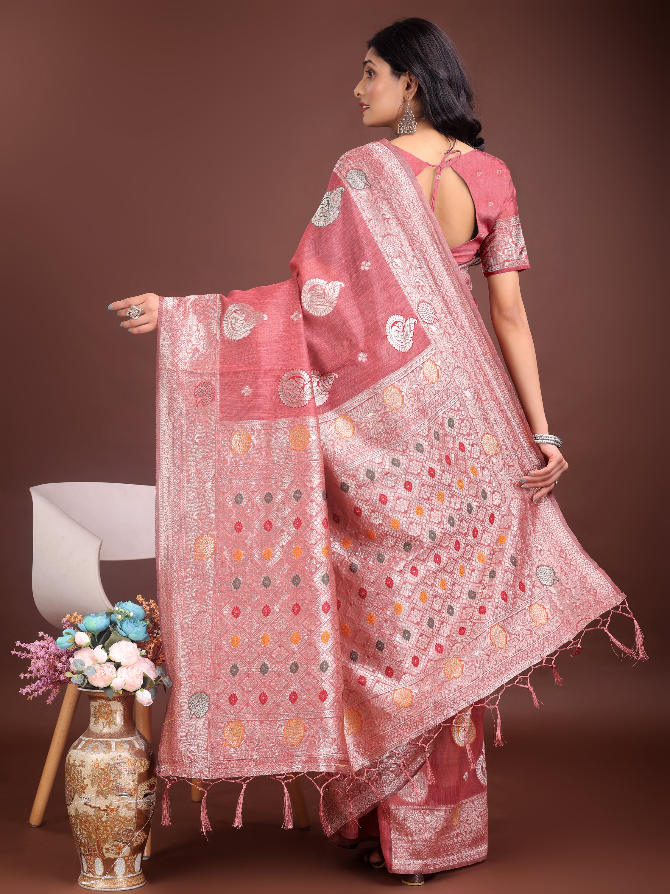 Boond Baawri Linen Cotton Drapes Sarees Collection | Ready To Wear     SKU - ASBUL1001 to 06