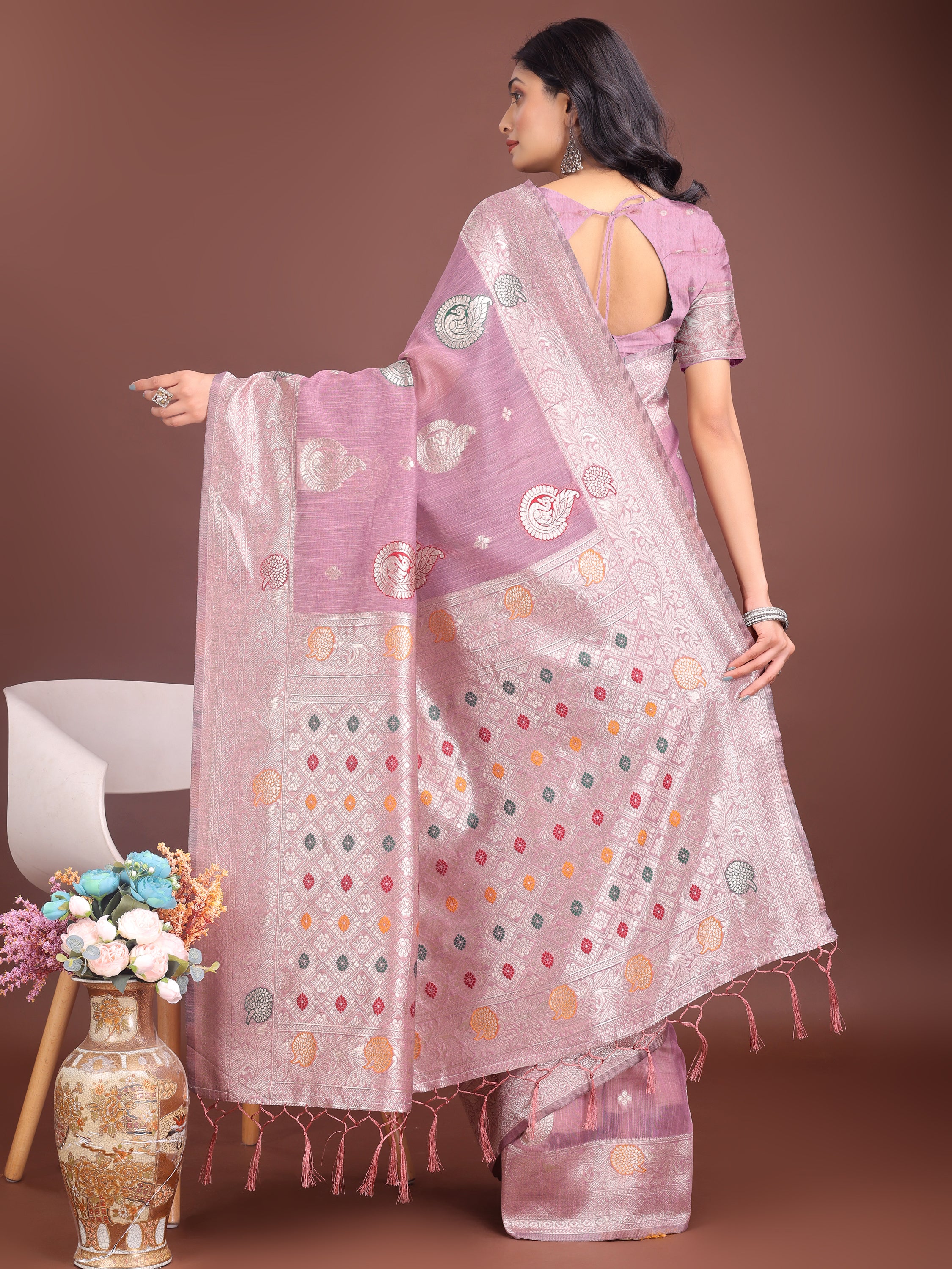 Boond Baawri Linen Cotton Drapes Sarees Collection | Ready To Wear     SKU - ASBUL1001 to 06