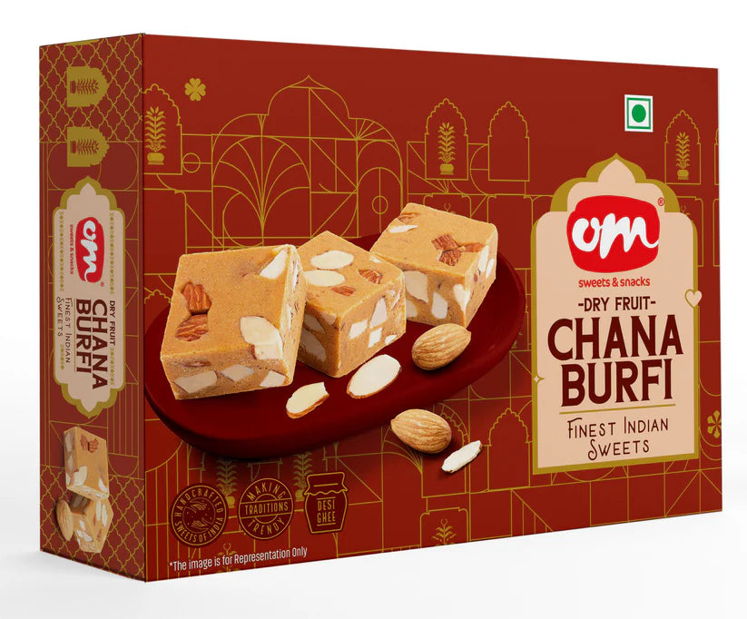 Om Sweets & Snacks Chana Dry Fruit Burfi  - 400 gms