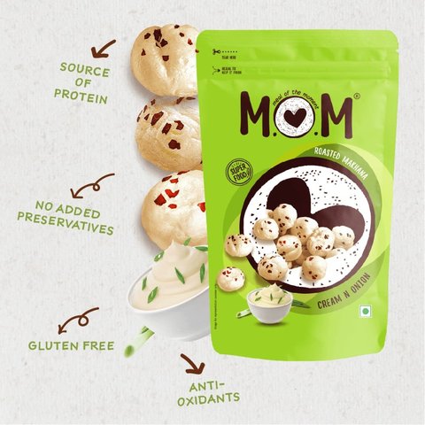 Cream & Onion Roasted Makhana by MOM - Meal Of The Moment - 52 gms