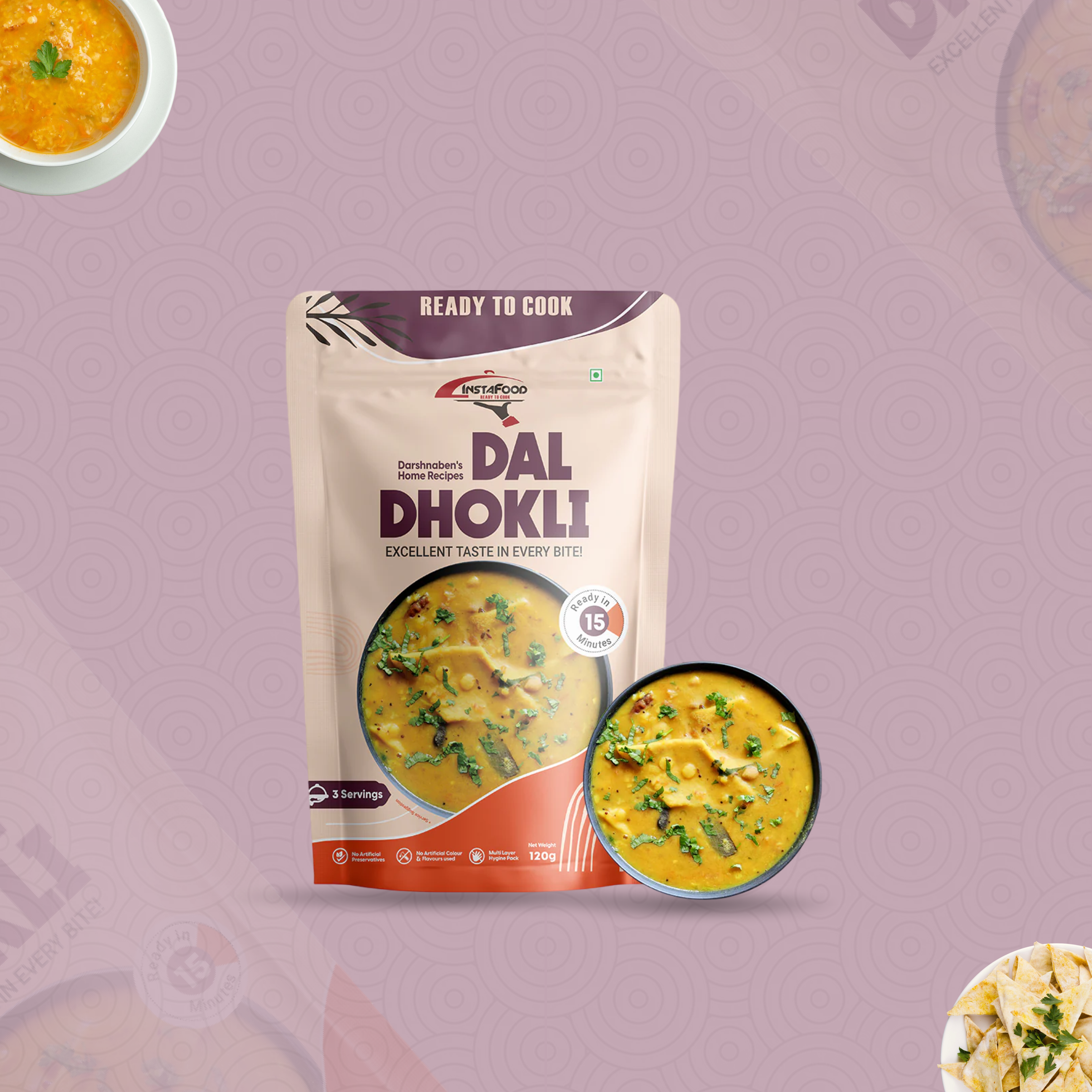 Sheta Exports Dal Dhokli – 120 gms | After Cooking Gets 750 gms to Serve | Ready To Eat