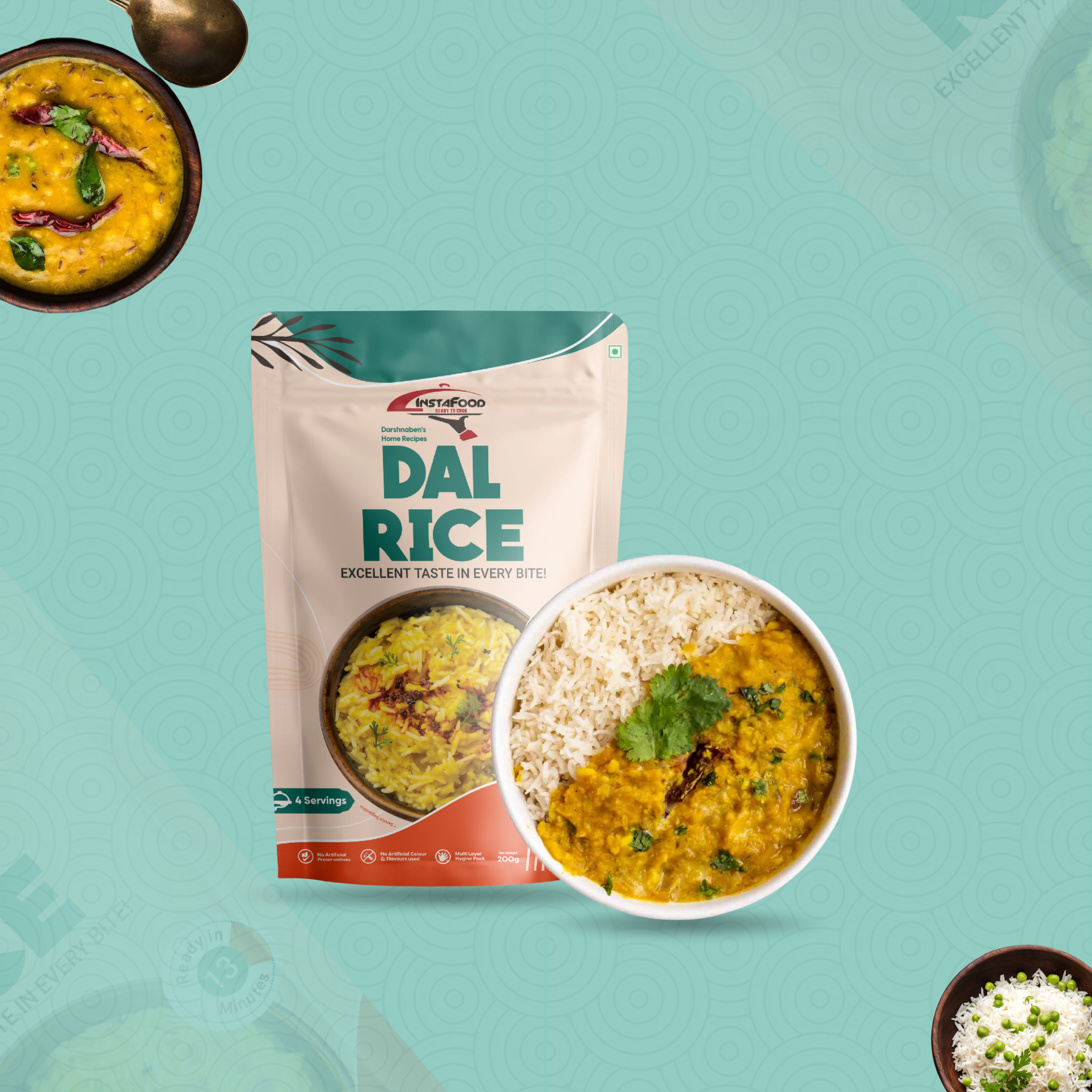 Sheta Exports Dal Rice – 200 gms | After Cooking Gets 1 LTR to Serve | Ready To Eat