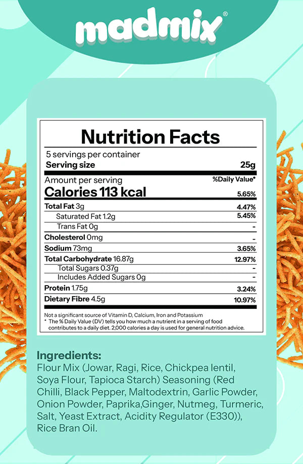 Madmix Jowar Millet Bhujia Pudina Picnic 2 x 125 gms - 250 gms