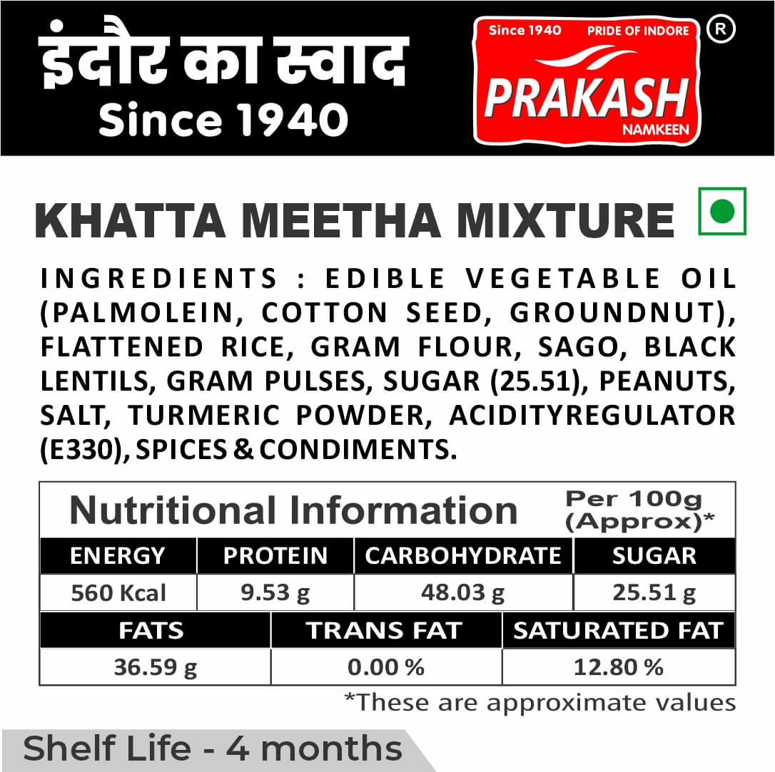 Prakash Namkeen Khatta Meetha Mixture - 250 gms