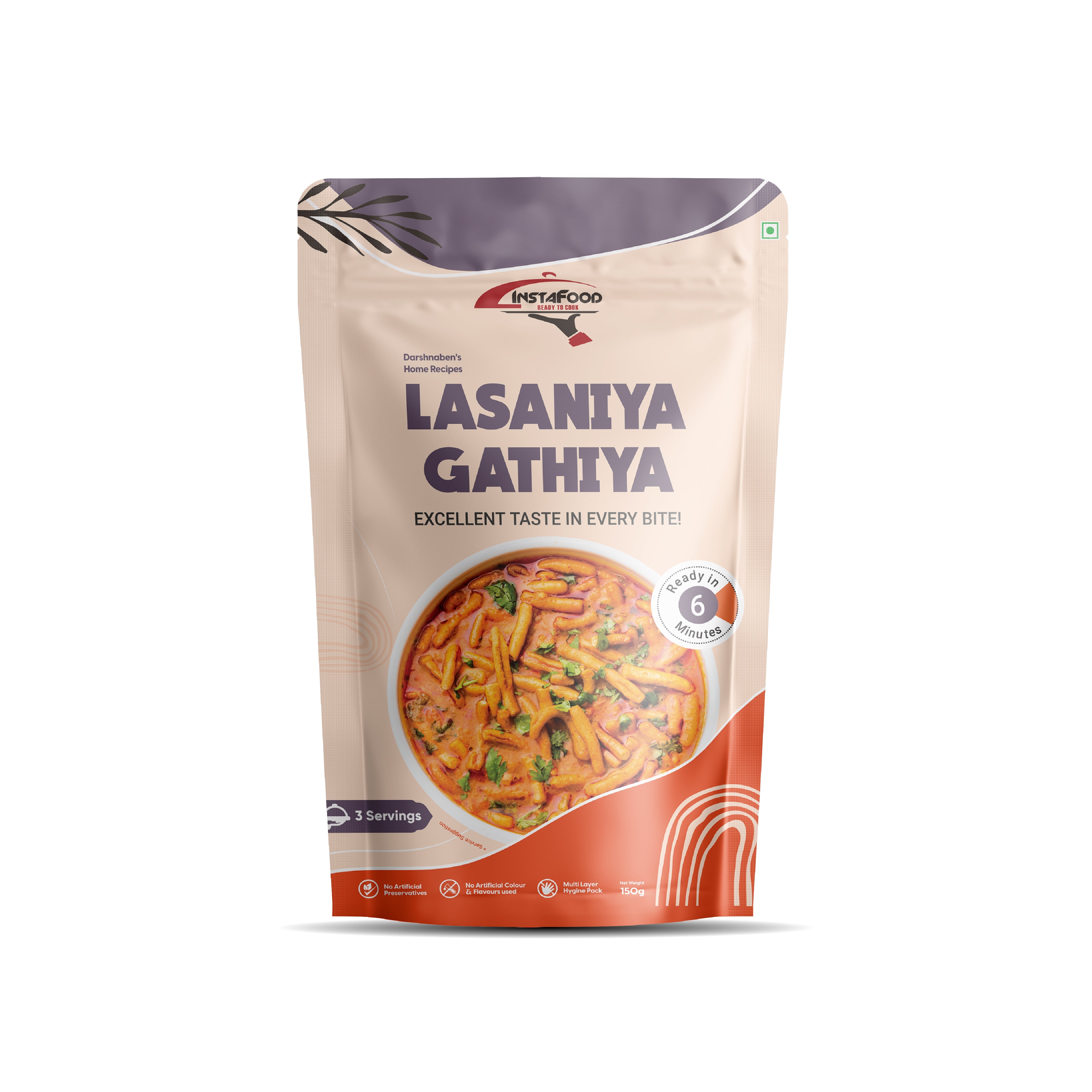 Sheta Exports Lasaniya Gathiya – 150 gms | After Cooking Gets 450 gms to Serve | Ready To Eat