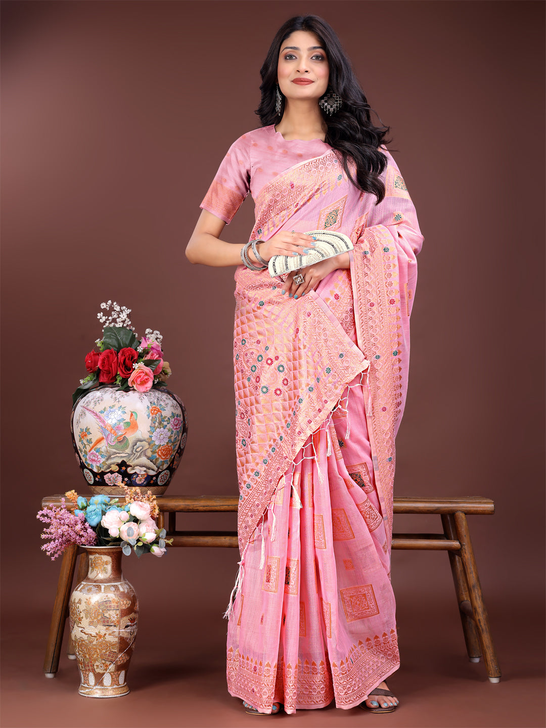 Latest Chic Charisma Saree | Light Pink Color | Ready To Wear                      SKU-ASNAZ2005