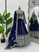 Navy Blue Georgette Sequins Heavy Embroidered Work Lehenga Choli | Ready To Wear