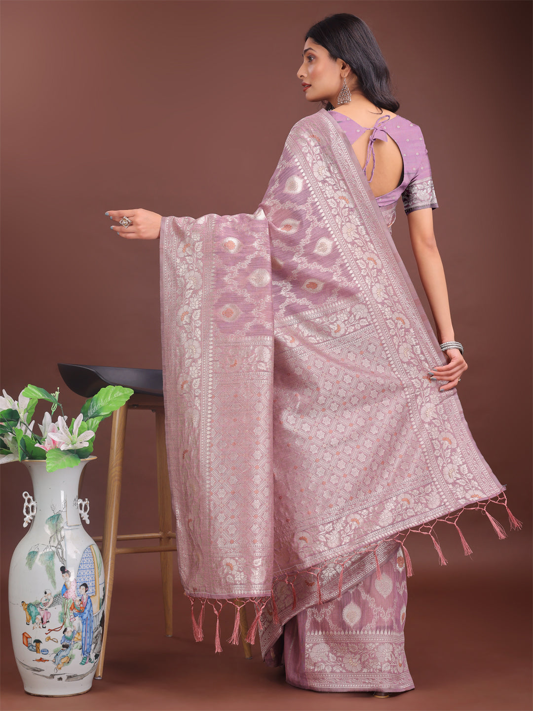 Baag-e-Bahar Linen Cotton Drapes Sarees Collection | Ready To Wear     SKU- ASZAR1001 to 06
