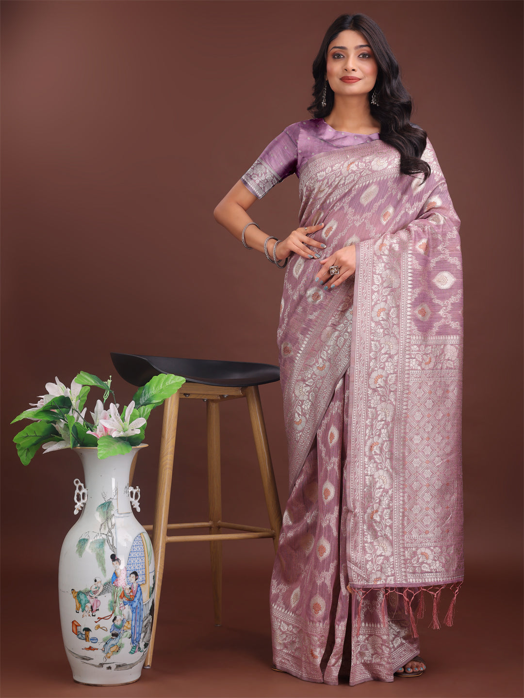 Baag-e-Bahar Linen Cotton Drapes Sarees Collection | Ready To Wear     SKU- ASZAR1001 to 06
