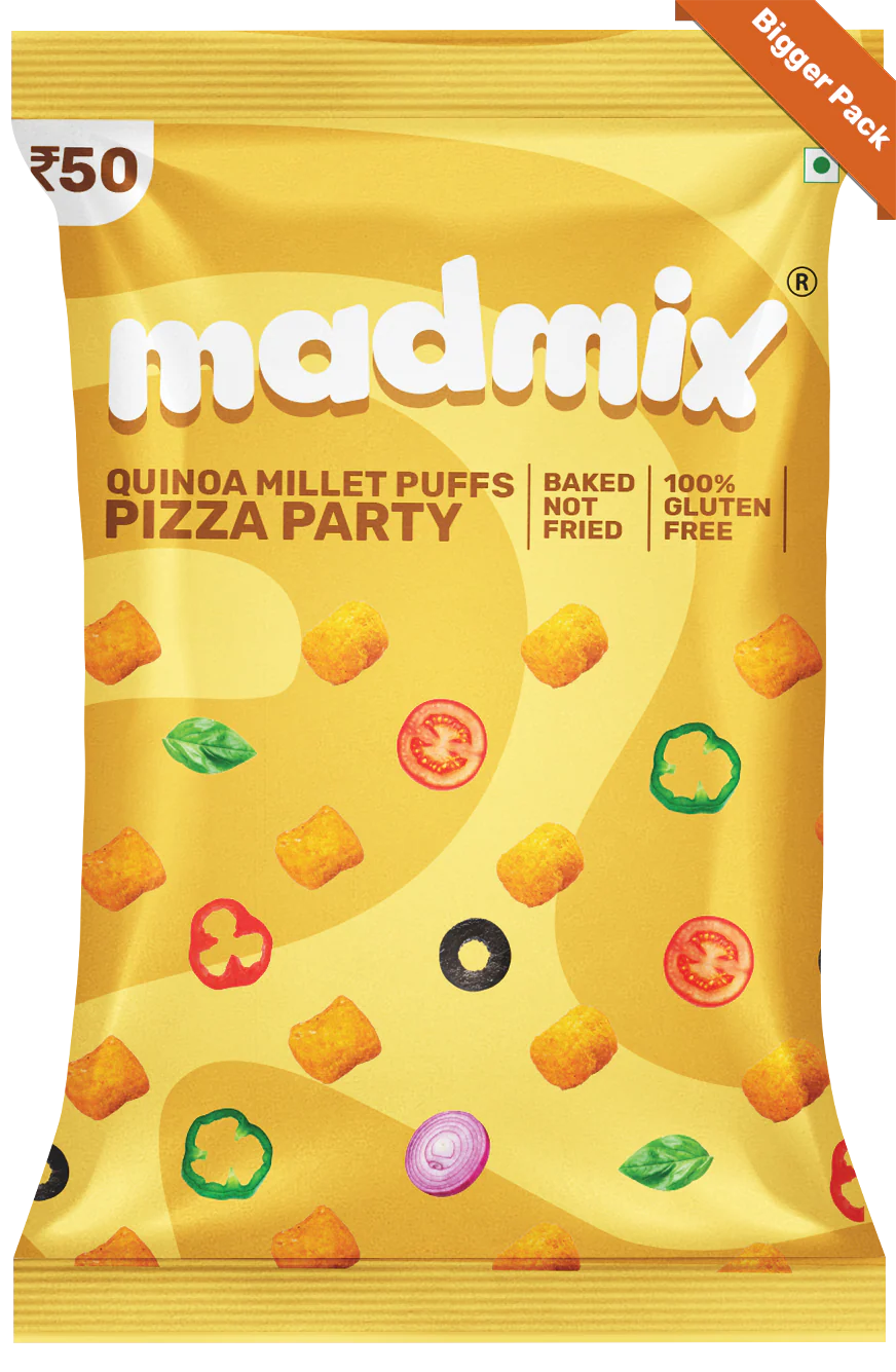 Madmix Quinoa Millet Puffs Pizza Party 6 x 50 gms - 300 gms
