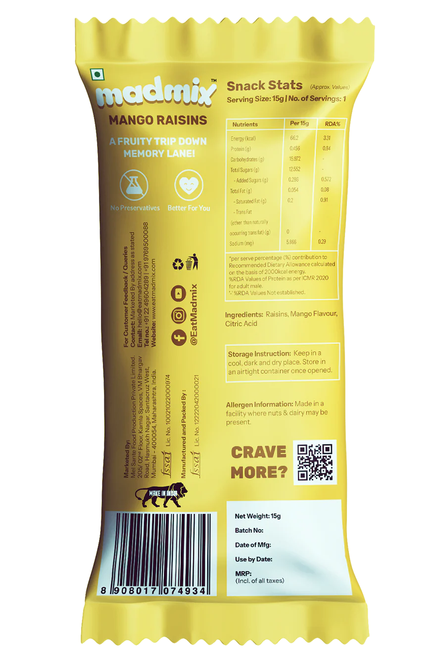 Madmix Raisin - Mango Mood 10 x 15 gms - 150 gms