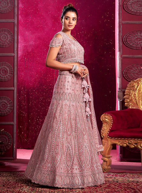 Saaz-e-Shringaar Premium Net With Pearl Lehenga | Ready To Wear                       Code-9020