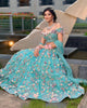 Wedding Wear Skyblue Color Georgette 3D Flower Work Lehenga Choli | Ready To Wear