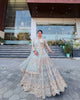 Sky Color Soft Net Coding Embroidered Work Peacock Design Lehenga Choli | Ready To Wear