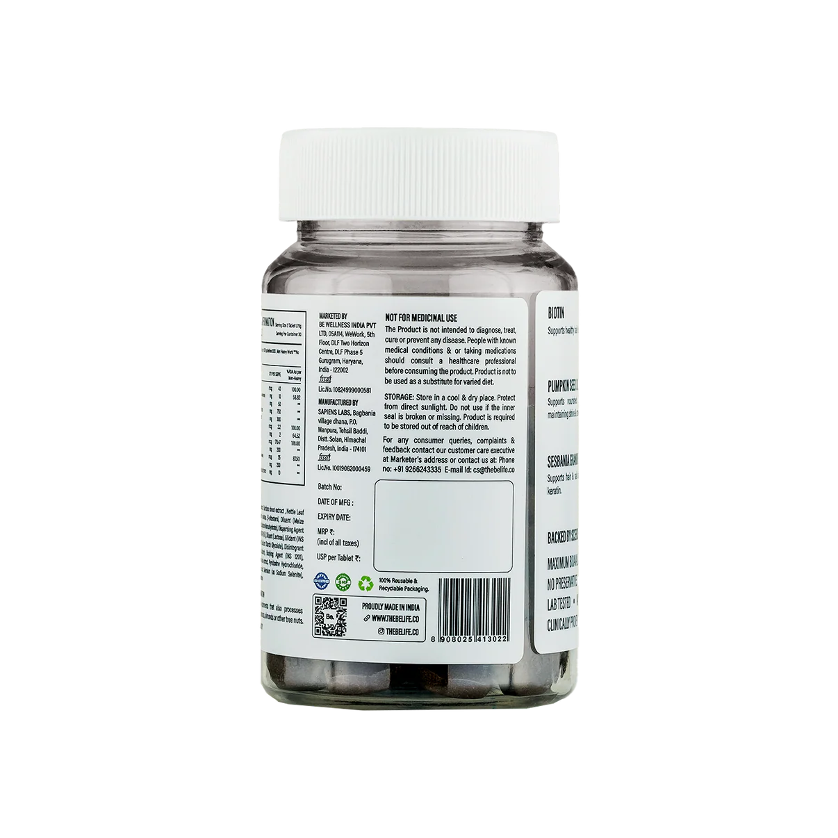 The Be Life Support Healthy Beard & Hair - 60 Tablets