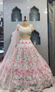 Pink Thread Floral Work White Lehenga Choli | Ready To Wear
