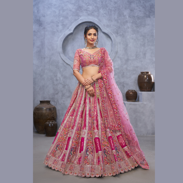 Classic Radiant Magenta Bridal  Silk Lehenga Collection | Ready To Wear