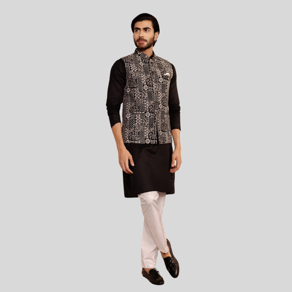 Black Color Plain Kurta Pajama