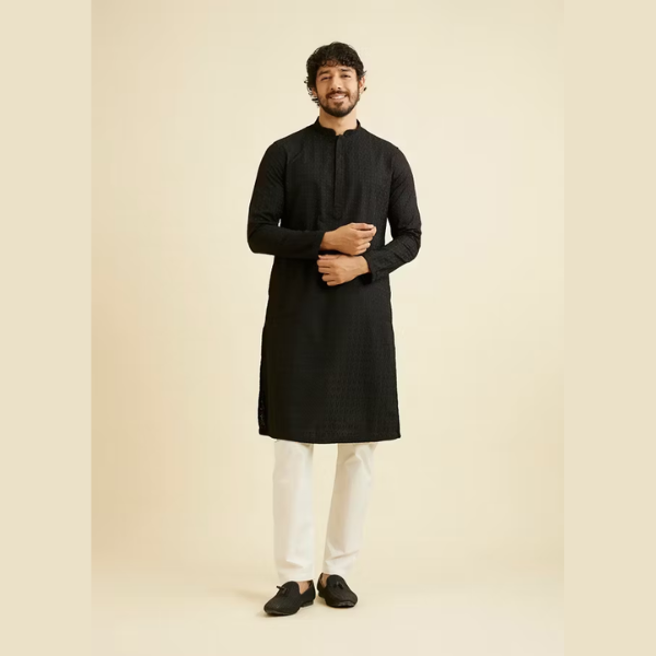 Manyawar Chikankari Jaal Patterned Kurta Set