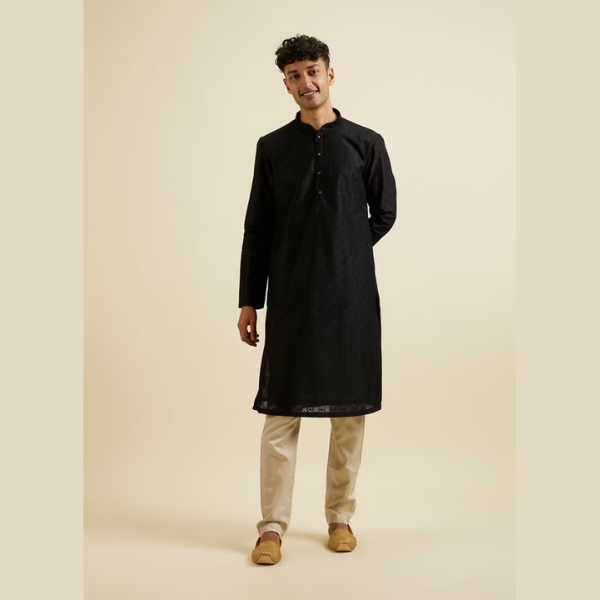 Manyawar Self Patterned Kurta Set