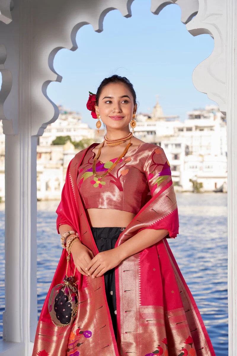 Jacquard Silk Lehenga Choli With Lace Touch Up Work | Ready To Wear