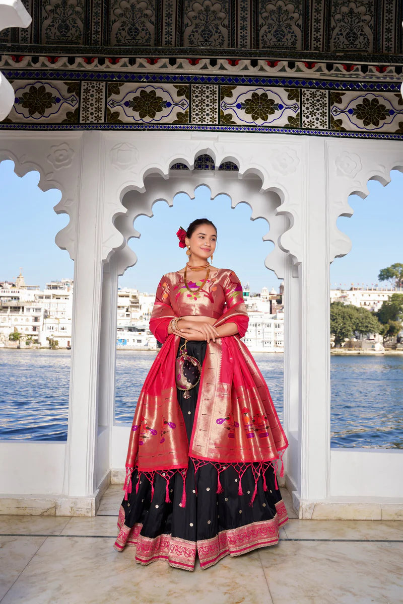 Jacquard Silk Lehenga Choli With Lace Touch Up Work | Ready To Wear