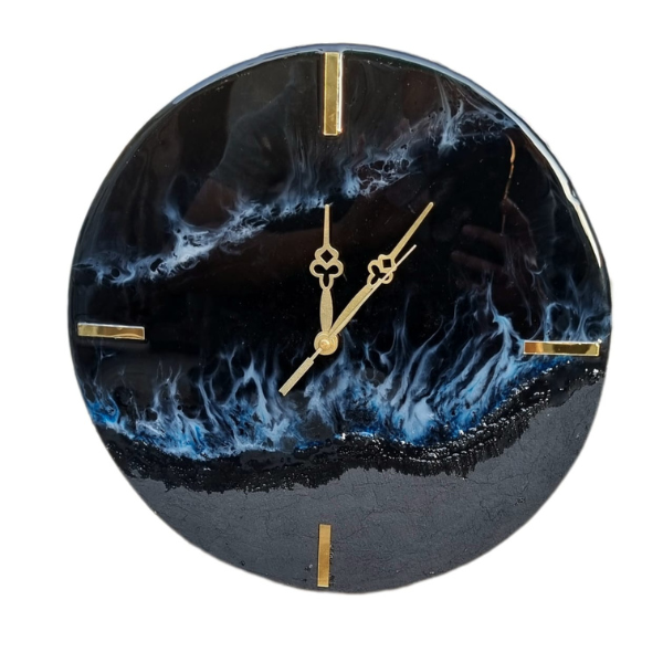 Black theme ocean wall clock