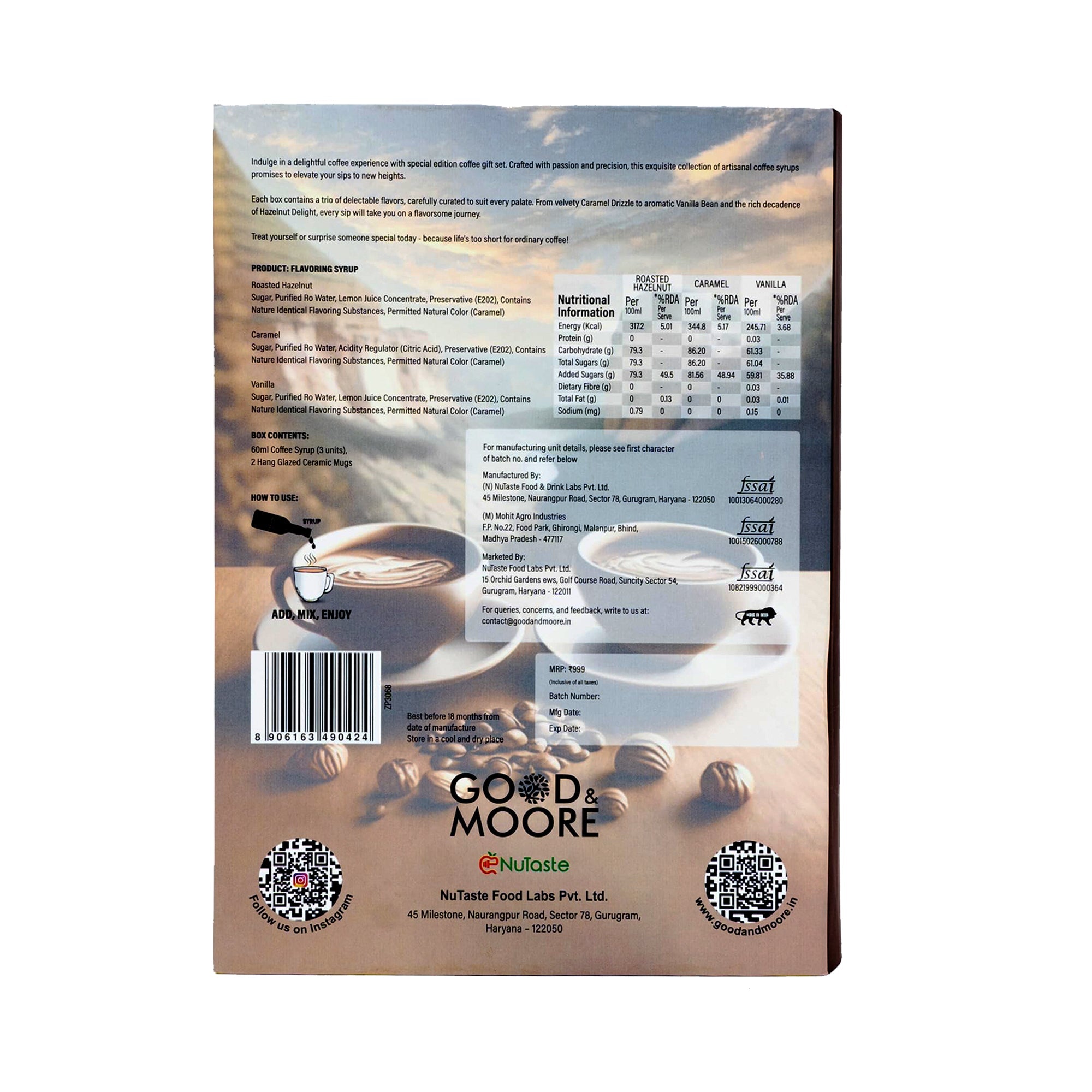 Good & Moore Coffee Syrup Gift Box | 60 ML (Pack Of 3)