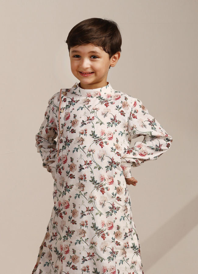 Manyavar-Boys-Pearl-White-Floral-Printed-Angrakha-Style-Kurta-Set