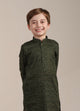 Manyavar Boys Summer Green Self Patterned Kurta Set