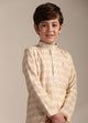 Manyavar Boys Biscuit Beige Criss Cross Patterned Kurta Set