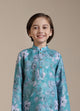 Manyavar Boys Turquoise Floral Printed Kurta Set
