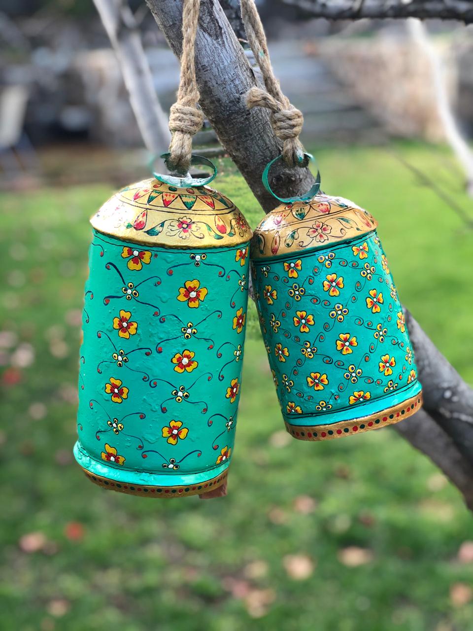 hand painted cow bells - Hanging bells set of  2