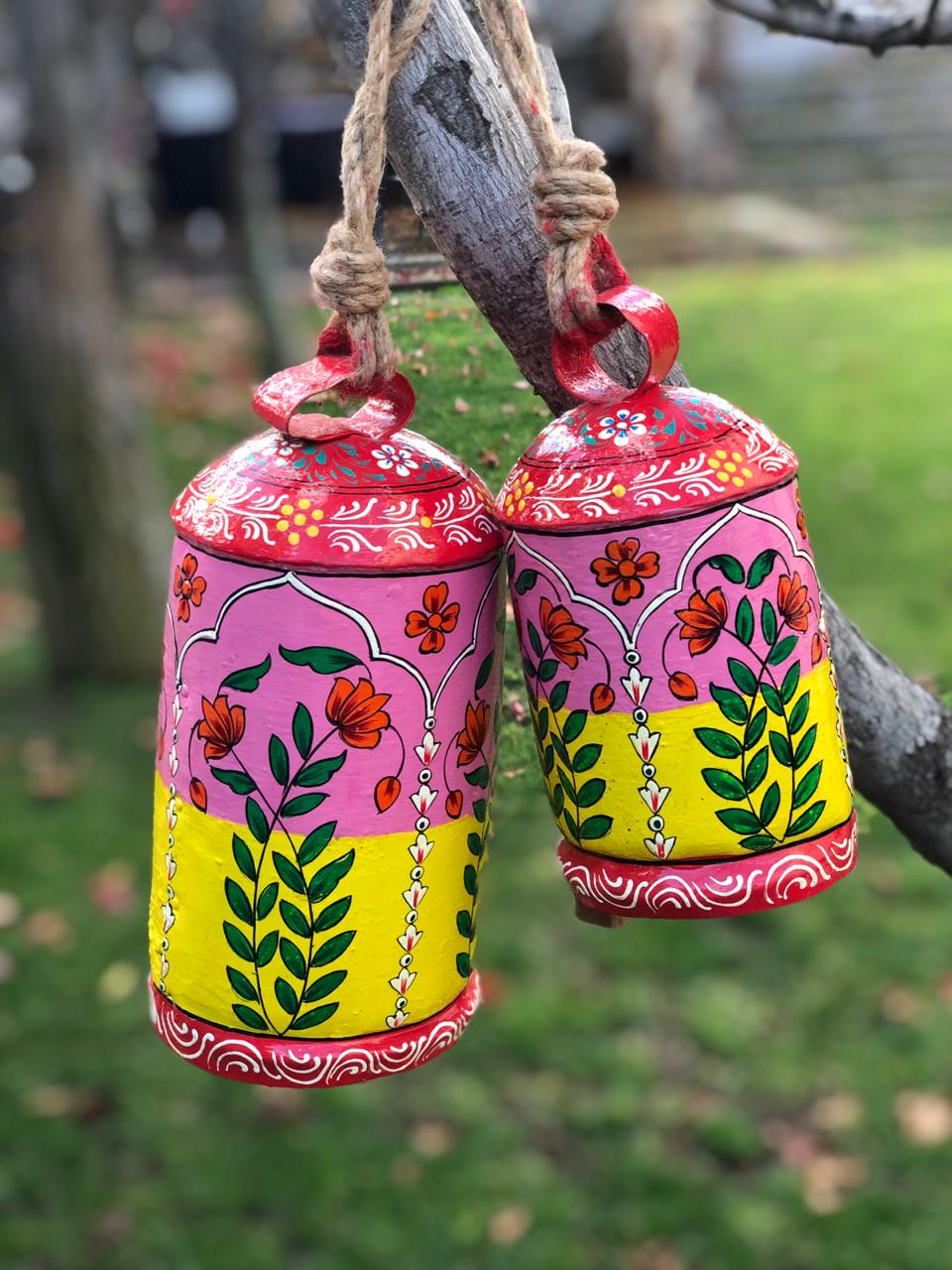 hand painted cow bells - Hanging bells set of  2