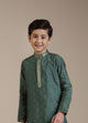 Manyavar Boys Olive Green Buta Patterned Kurta Set