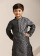 Manyavar Boys Steel Grey Buta Printed Kurta Set