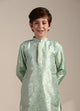 Manyavar Boys Mint Green Bel Buti Patterned Kurta Set