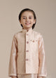 Manyavar Boys Peach Diamond Patterned Jacket Set with Mirror work