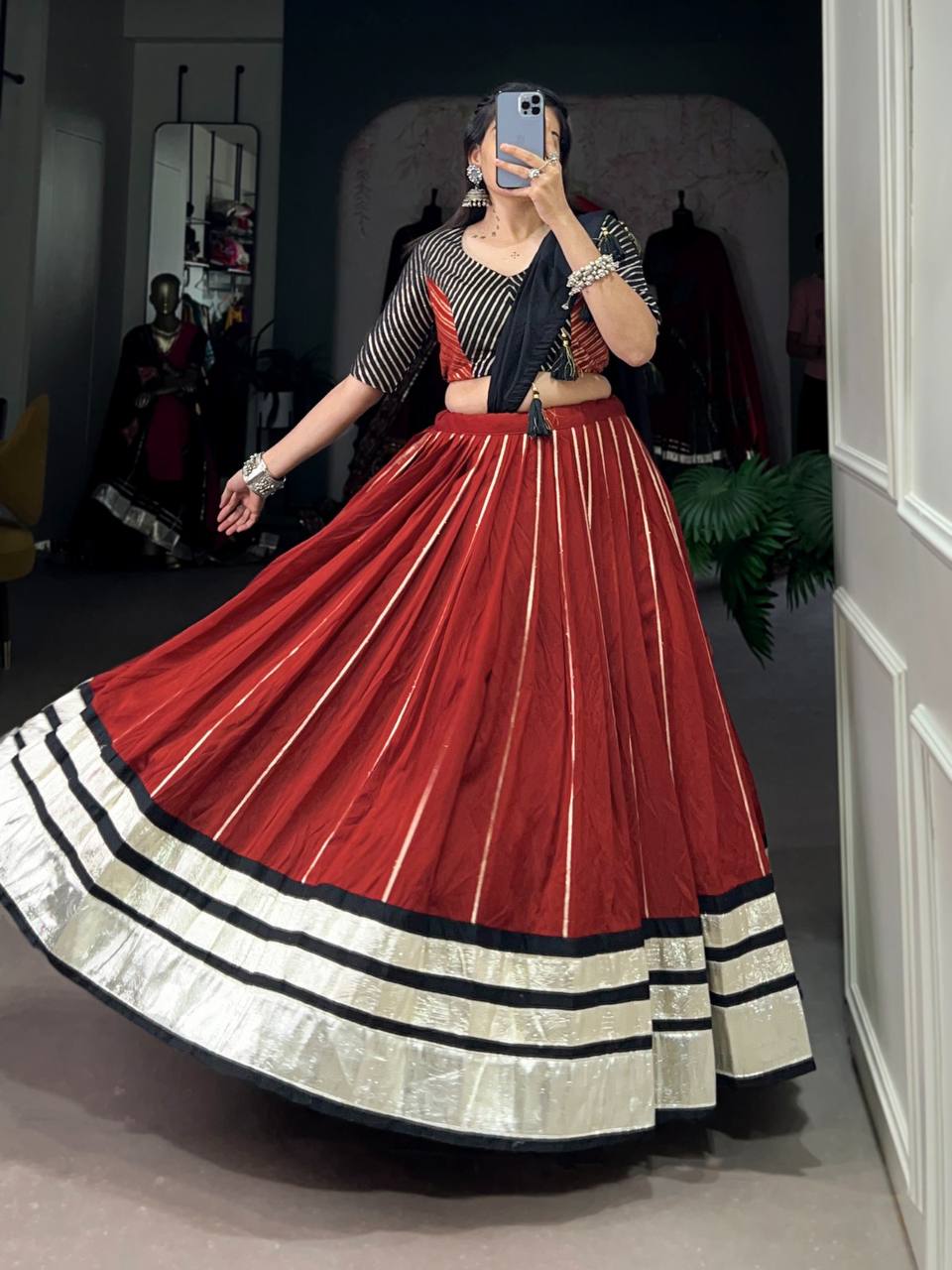 Chanderi Style Lehenga Choli | Festival Fit Lehenga