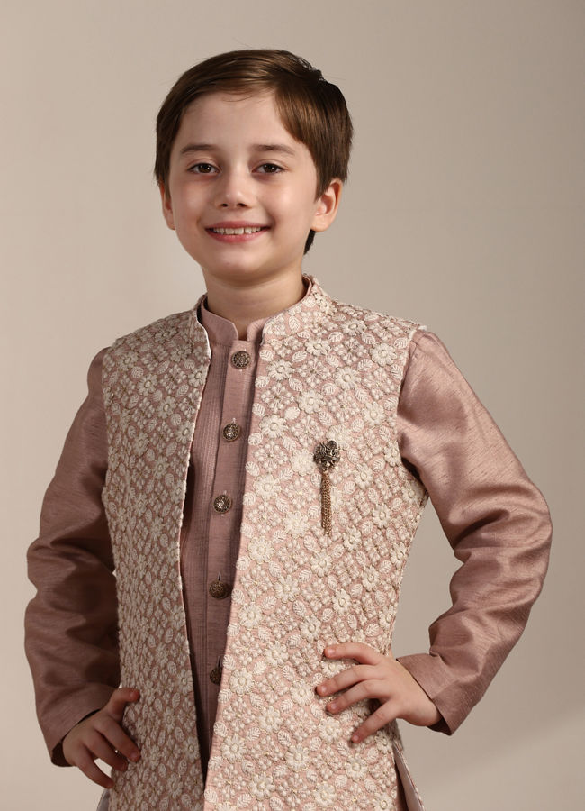 Manyavar-Boys-Rose-Gold-Pintuck-Detailed-Jacket-Set