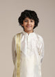Manyawar Cream Art Silk Plain Embroidered Kurta Set