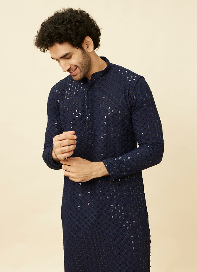 Manyawar Elegant Blue Kurta Pajama