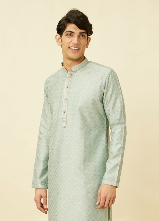 Manyawar Aquamarine Blue Sequined Kurta Set