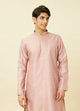 Manyawar Flamingo Pink Shankh Motif Kurta Set
