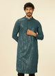 Manyawar Teal Blue Chikankari Kurta Set