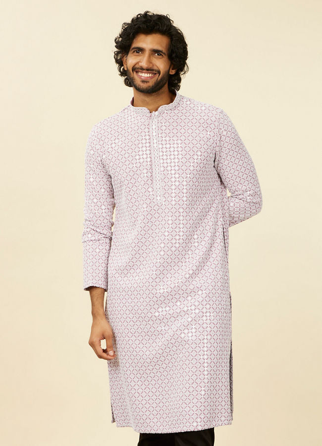 Manyawar Lilac Chikankari Kurta Set - India shopping