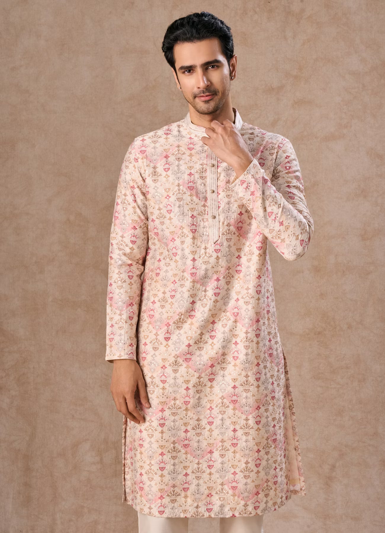 Manyavar Peachy Elegance Kurta Pajama | Ready To Wear