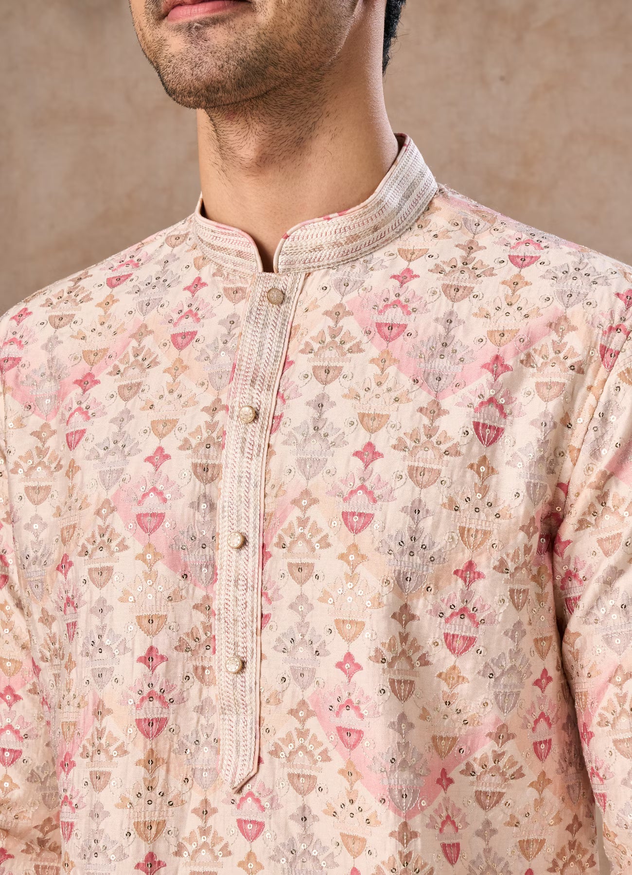 Manyavar Peachy Elegance Kurta Pajama | Ready To Wear